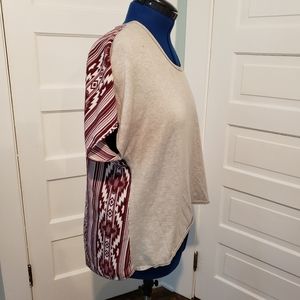 Aztec print high low hem tee